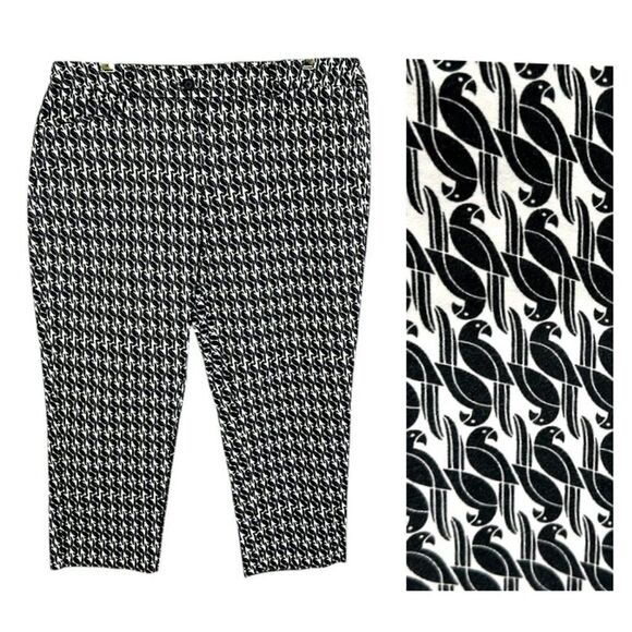 Talbots Crop Pants Size 18W Tuscan Bird Print - Picture 1 of 13